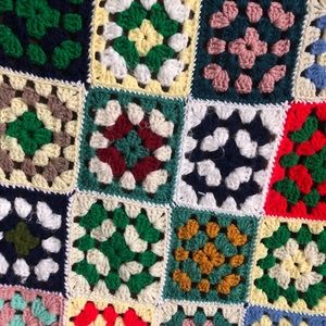 Vintage Granny Square Afghan Blanket